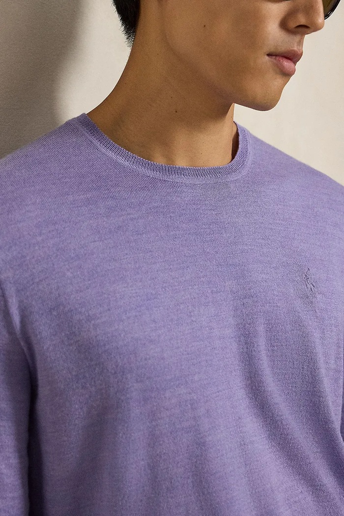 Sweter męski wełniany Polo Ralph Lauren 710954589 fioletowy