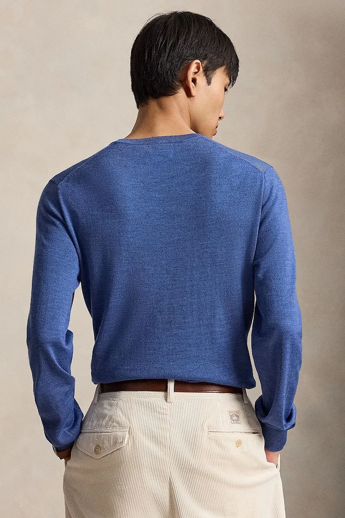 Polo Ralph Lauren sweter męski wełniany 710954589 niebieski AW26