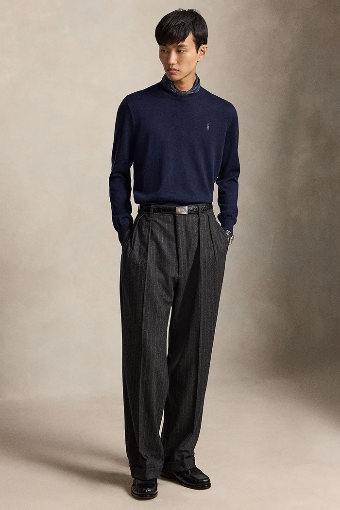 Odzież Polo Ralph Lauren sweter męski wełniany 710954589 granatowy