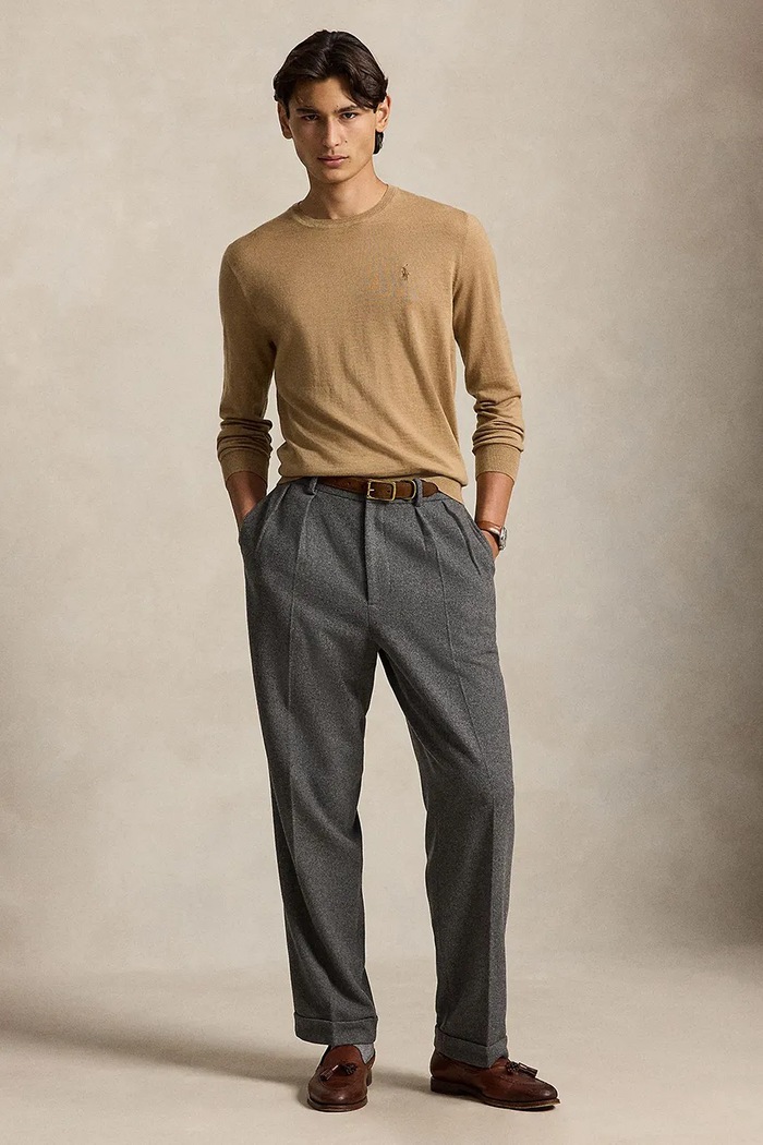 Odzież Polo Ralph Lauren sweter męski wełniany 710954589 brązowy