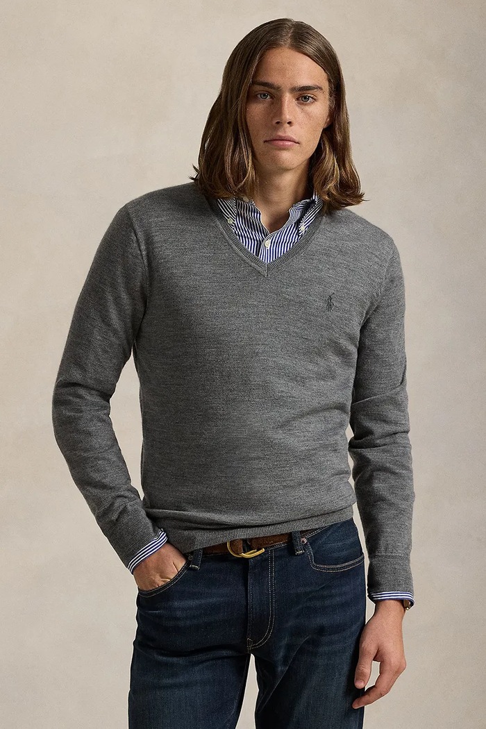 Polo Ralph Lauren sweter męski wełniany szary 710941105