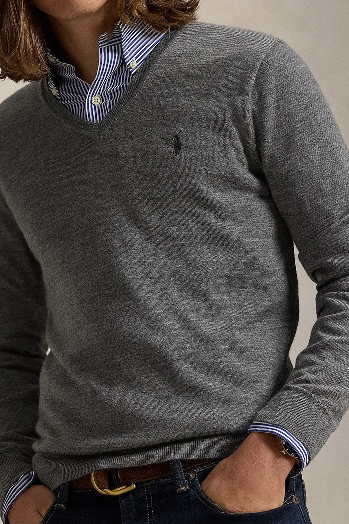 Polo Ralph Lauren sweter męski wełniany szary 710941105