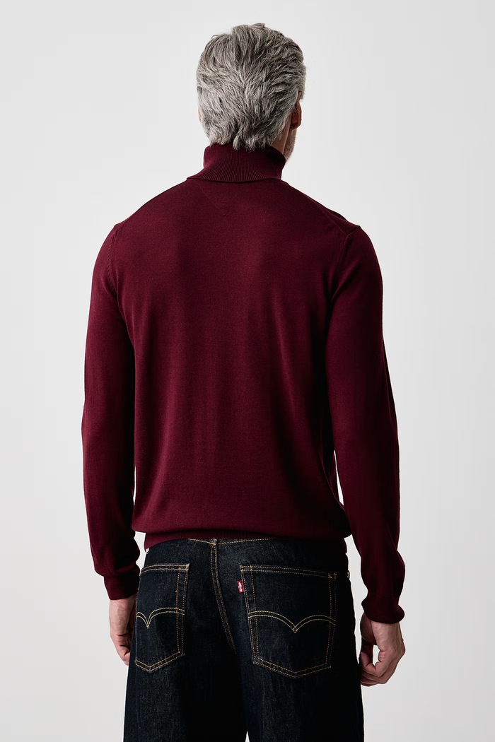 Odzież Tommy Hilfiger Golf męski wełniany MW0MW44700 bordowy