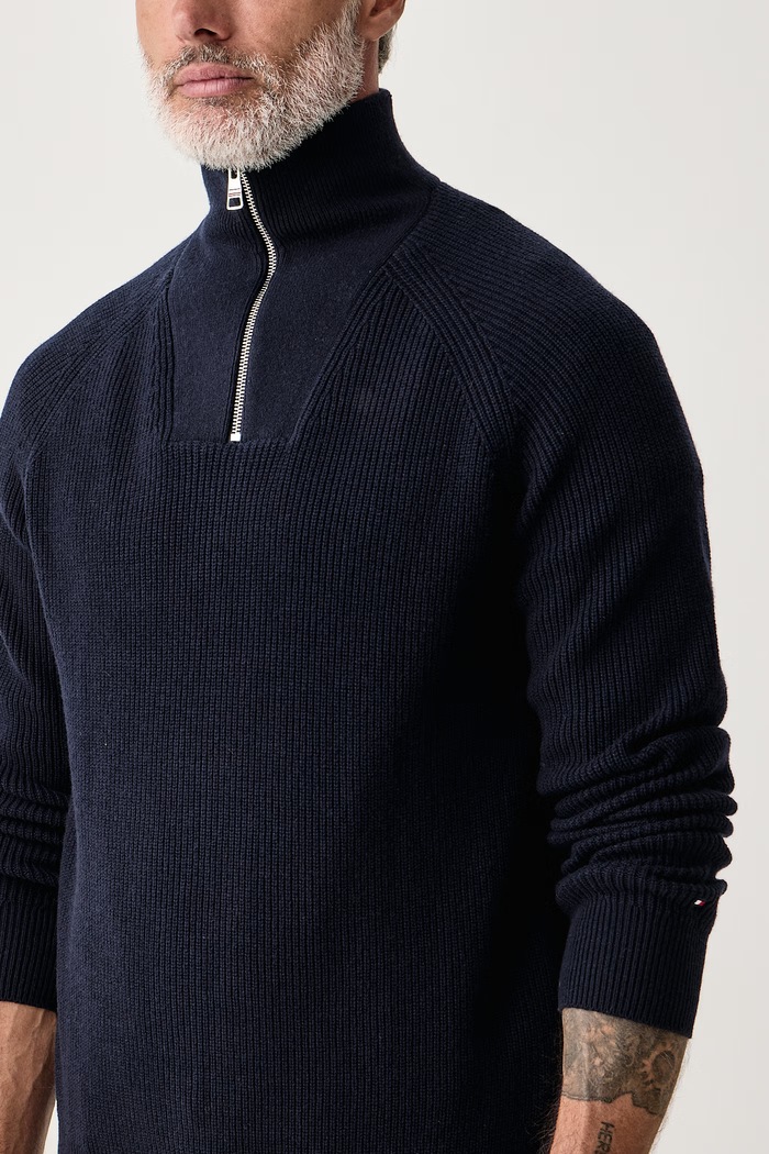 Πουλόβερ ανδρικό με πρόσμιξη μαλλιού Tommy Hilfiger MW0MW42531 σκούρο μπλε