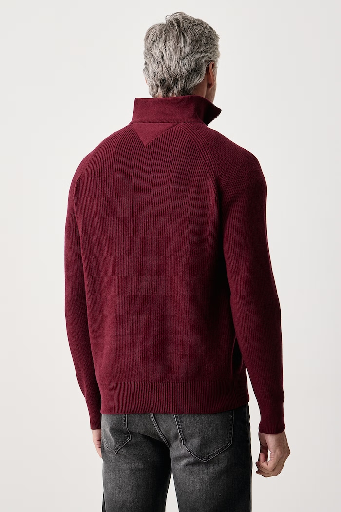 Ρούχα Tommy Hilfiger Πουλόβερ ανδρικό με πρόσμιξη μαλλιού MW0MW42531 μπορντό
