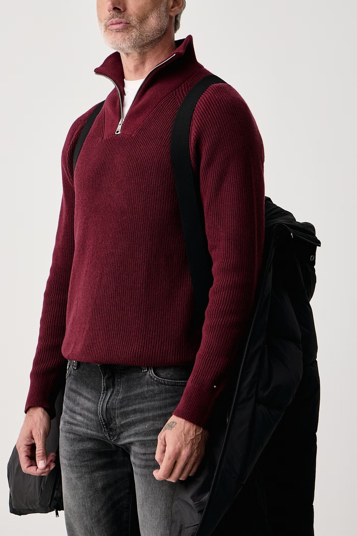 Πουλόβερ ανδρικό με πρόσμιξη μαλλιού Tommy Hilfiger MW0MW42531 μπορντό