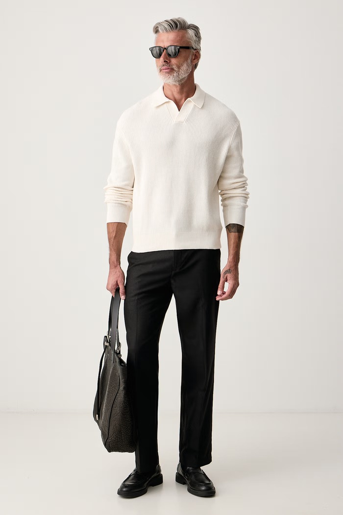 Tommy Hilfiger Πουλόβερ ανδρικό με πρόσμιξη μαλλιού MW0MW42804 μπεζ AW26