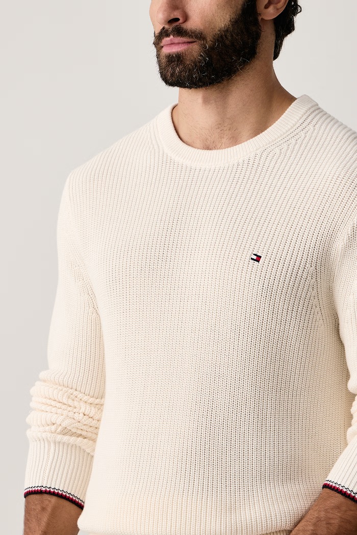 Pulover moški bombažen Tommy Hilfiger MW0MW41516 bež