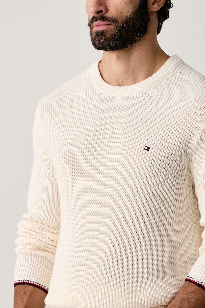 Pulover moški bombažen Tommy Hilfiger MW0MW41516 bež