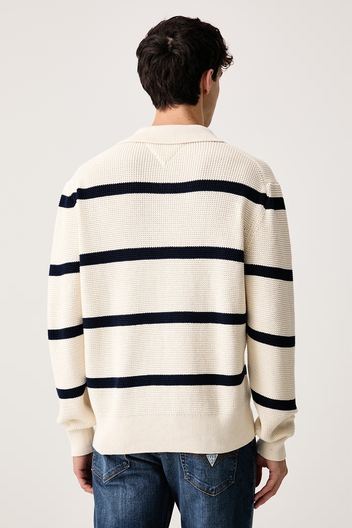 Ρούχα Tommy Hilfiger Πουλόβερ ανδρικό βαμβακερό MW0MW44773 μπεζ