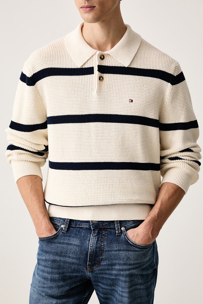 Πουλόβερ ανδρικό βαμβακερό Tommy Hilfiger MW0MW44773 μπεζ