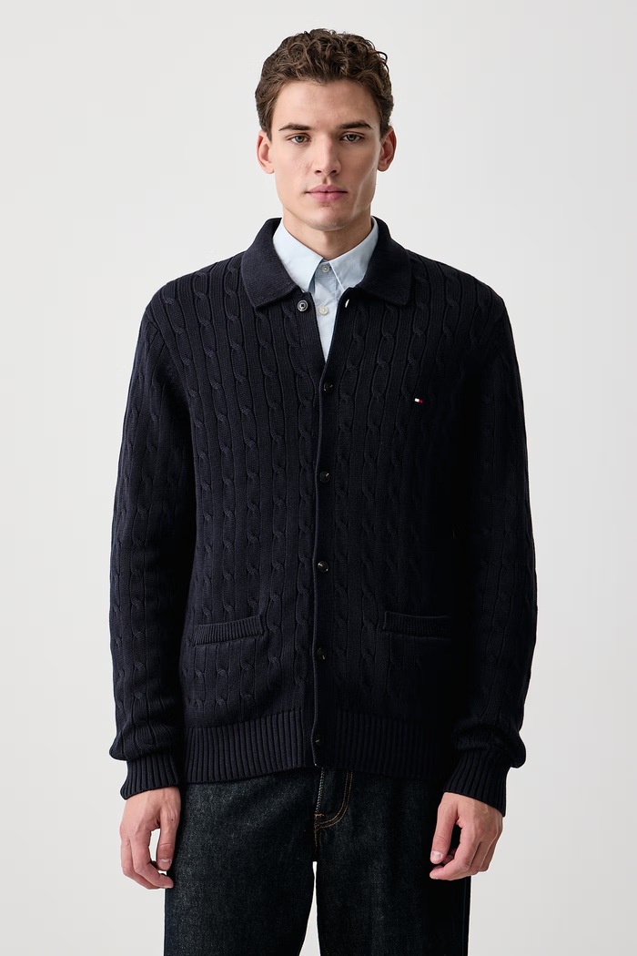 Tommy Hilfiger Kardigan za muškarce od pamuka mornarsko plava MW0MW44756