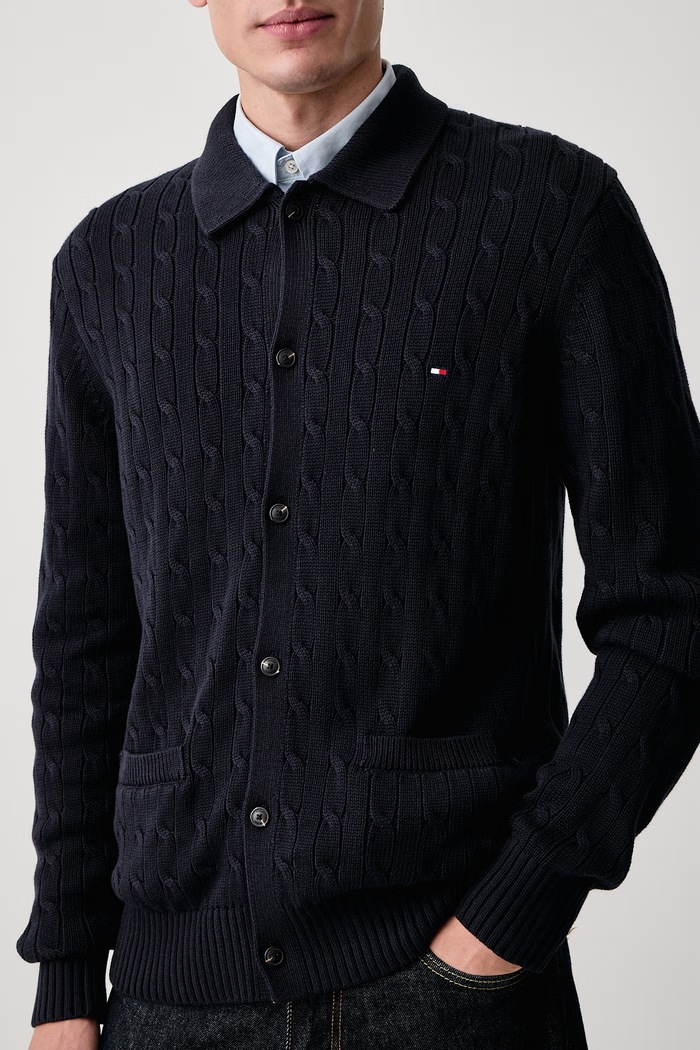 Kardigan za muškarce od pamuka Tommy Hilfiger MW0MW44756 mornarsko plava