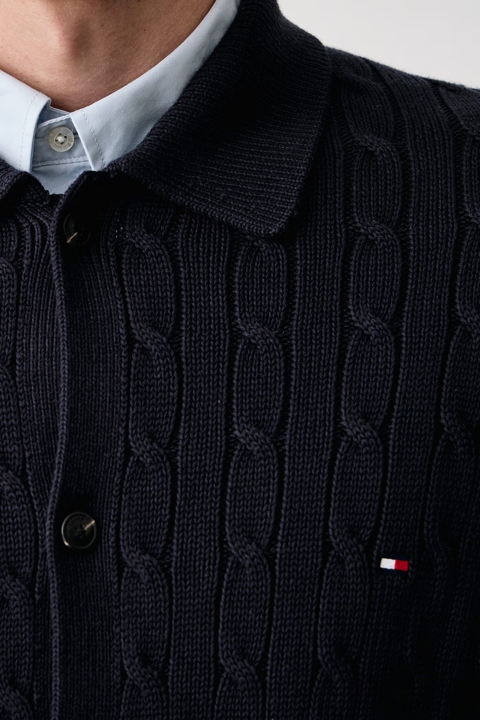 Kardigan za muškarce od pamuka Tommy Hilfiger mornarsko plava MW0MW44756