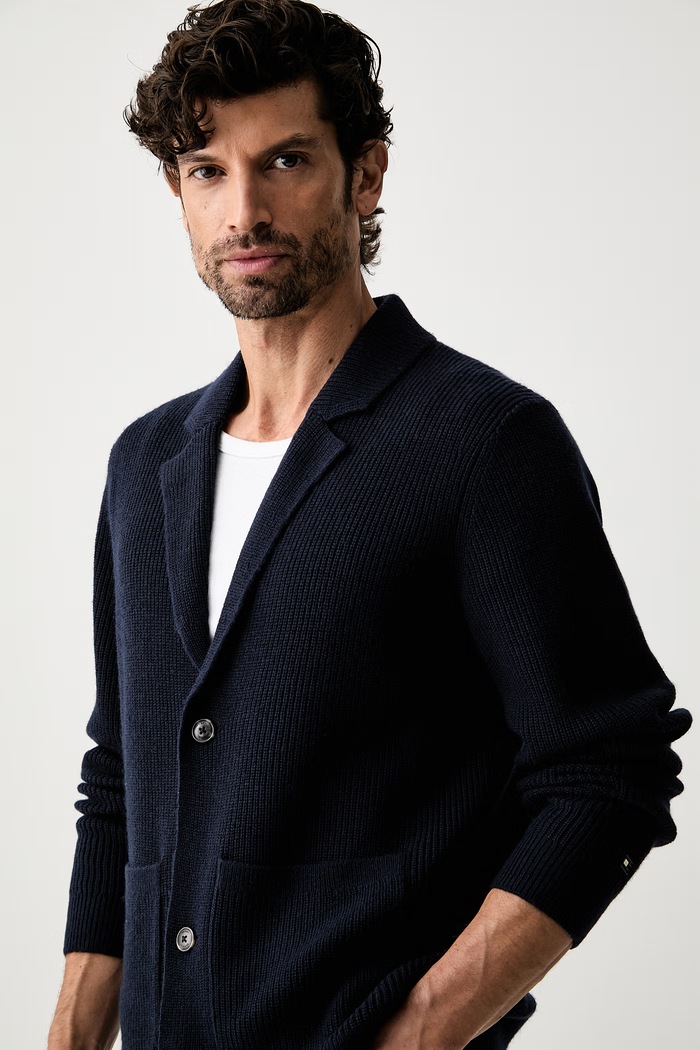 Tommy Hilfiger kardigan męski z wełną granatowy MW0MW44717