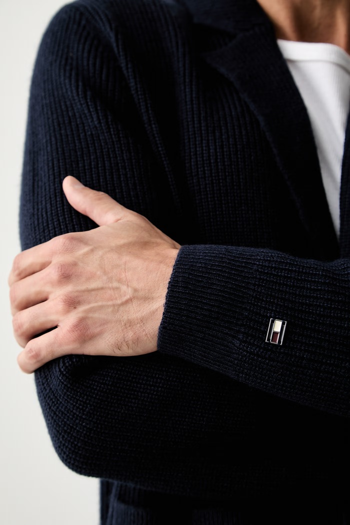 Tommy Hilfiger kardigan męski z wełną MW0MW44717 granatowy