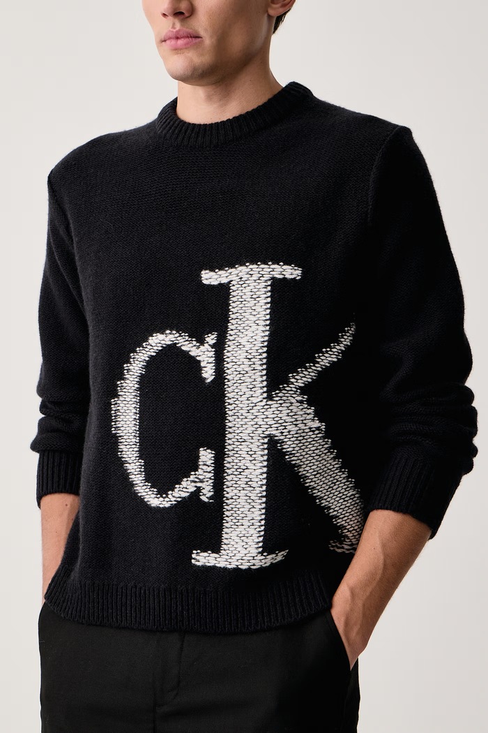 Pulover za muškarce od vune Calvin Klein Jeans LV04RH311G crna