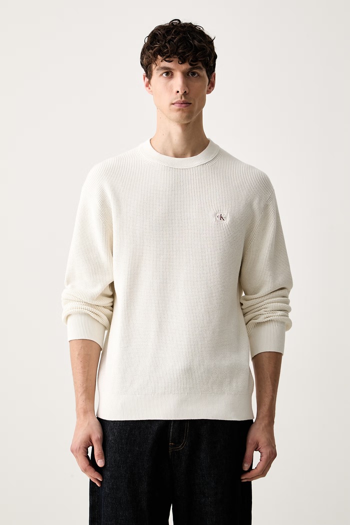 Calvin Klein Jeans sweter męski bawełniany beżowy LV04RH326G