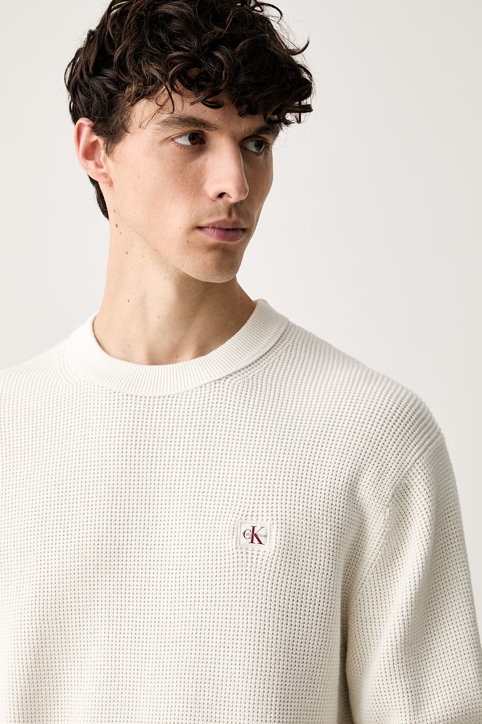 Calvin Klein Jeans sweter męski bawełniany beżowy LV04RH326G
