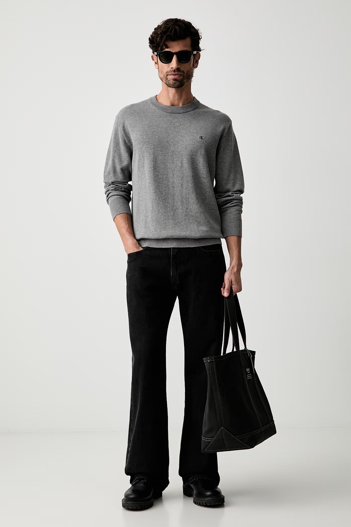 Calvin Klein Jeans pulover pentru bărbați din bumbac LV04RH325G gri AW26