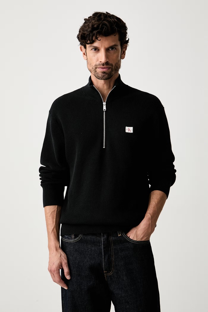 Calvin Klein Jeans półgolf męski bawełniany czarny LV04RH327G