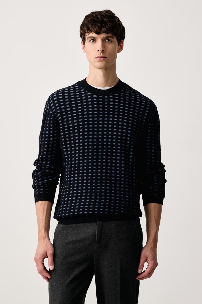 Armani Exchange Pulover za muškarce s vunom mornarsko plava XM003564.AF11965
