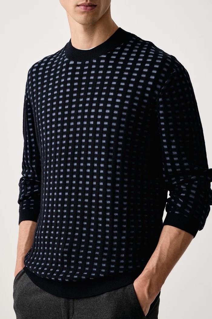 Pulover za muškarce s vunom Armani Exchange XM003564.AF11965 mornarsko plava