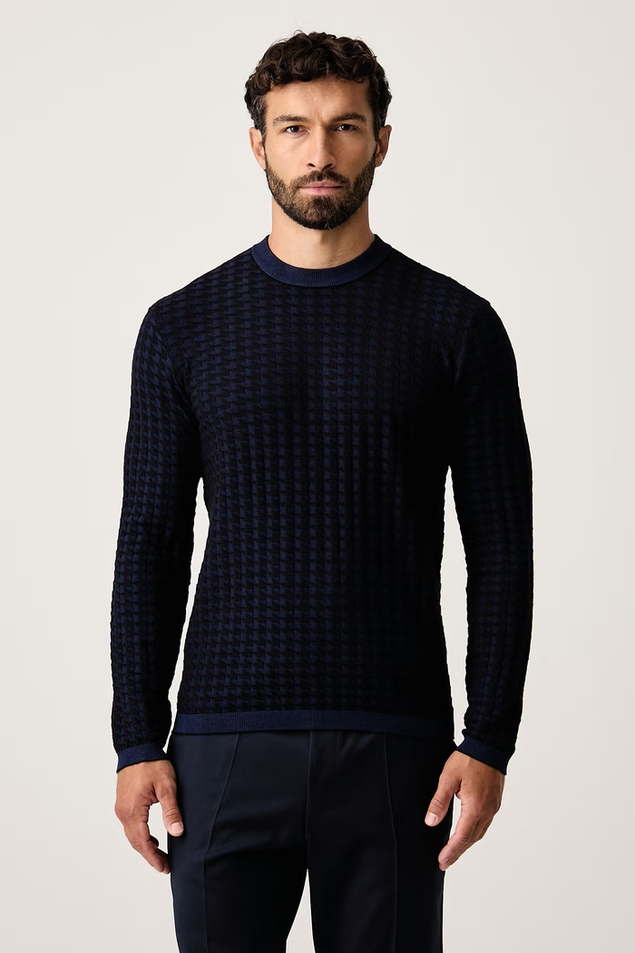 Armani Exchange Pulover za muškarce s viskozom mornarsko plava XM003012.AF26379