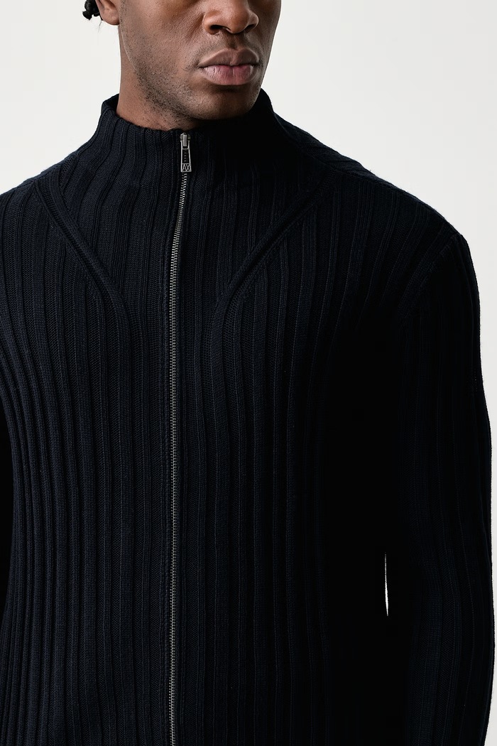 Свитер на застежке мужской с добавлением шерсти Armani Exchange XM002998.AF14008 тёмно-синий