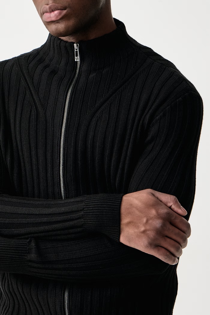 Свитер на застежке мужской с добавлением шерсти Armani Exchange XM002998.AF14008 чёрный