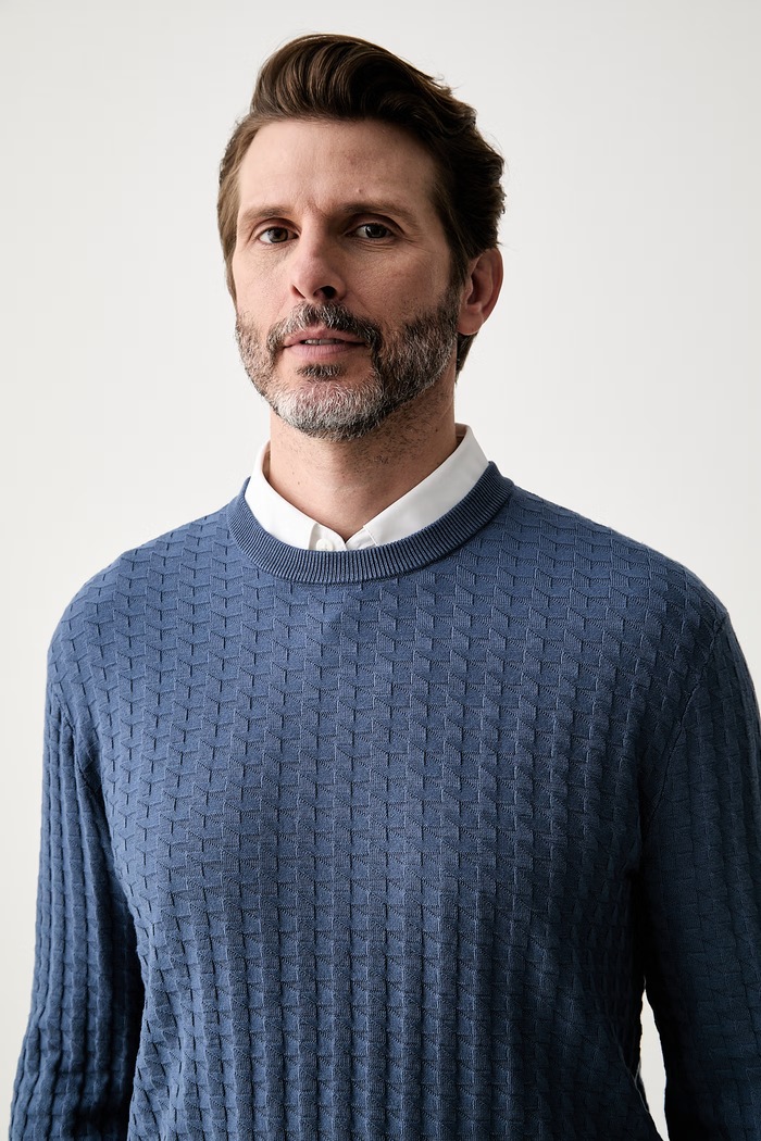Armani Exchange sweter męski z wiskozą niebieski XM002988.AF10454