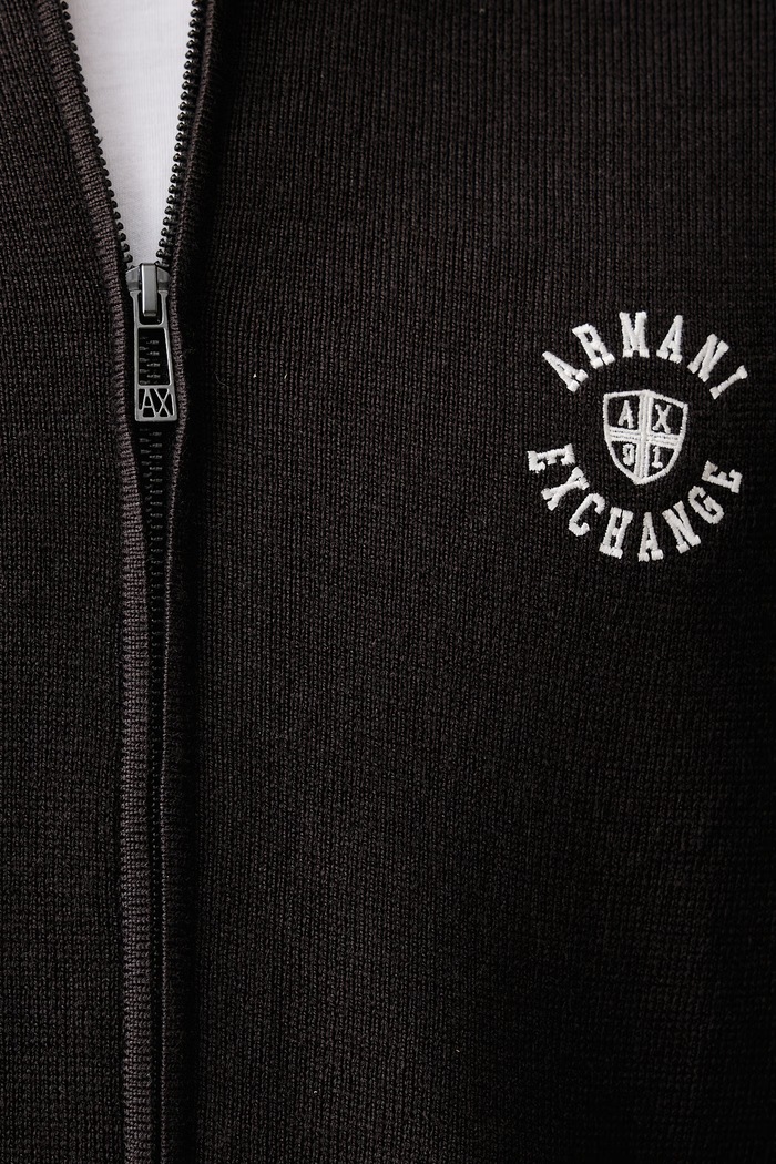 Kardigan męski z dodatkiem wełny Armani Exchange brązowy XM002864.AF14007