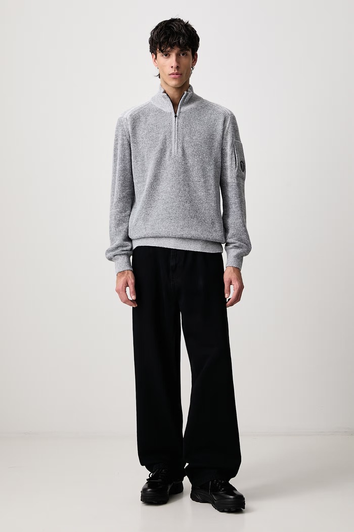 C.P. Company Półgolf męski z dodatkiem wełny 21CMKN298A006170A szary AW26