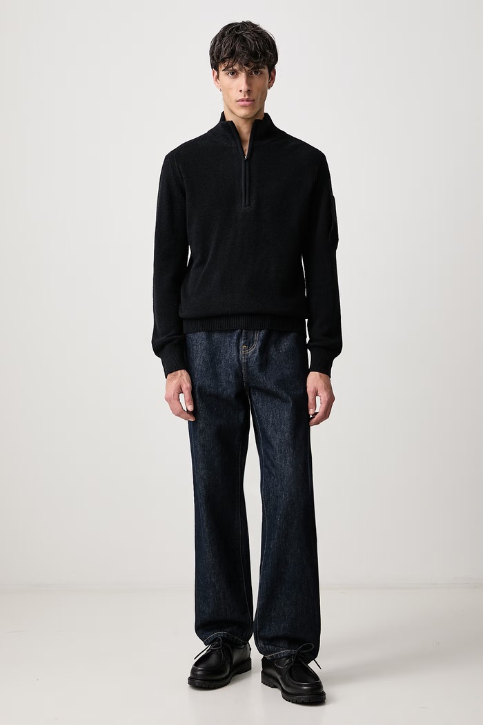 C.P. Company Półgolf męski z dodatkiem wełny 21CMKN298A006170A czarny AW26