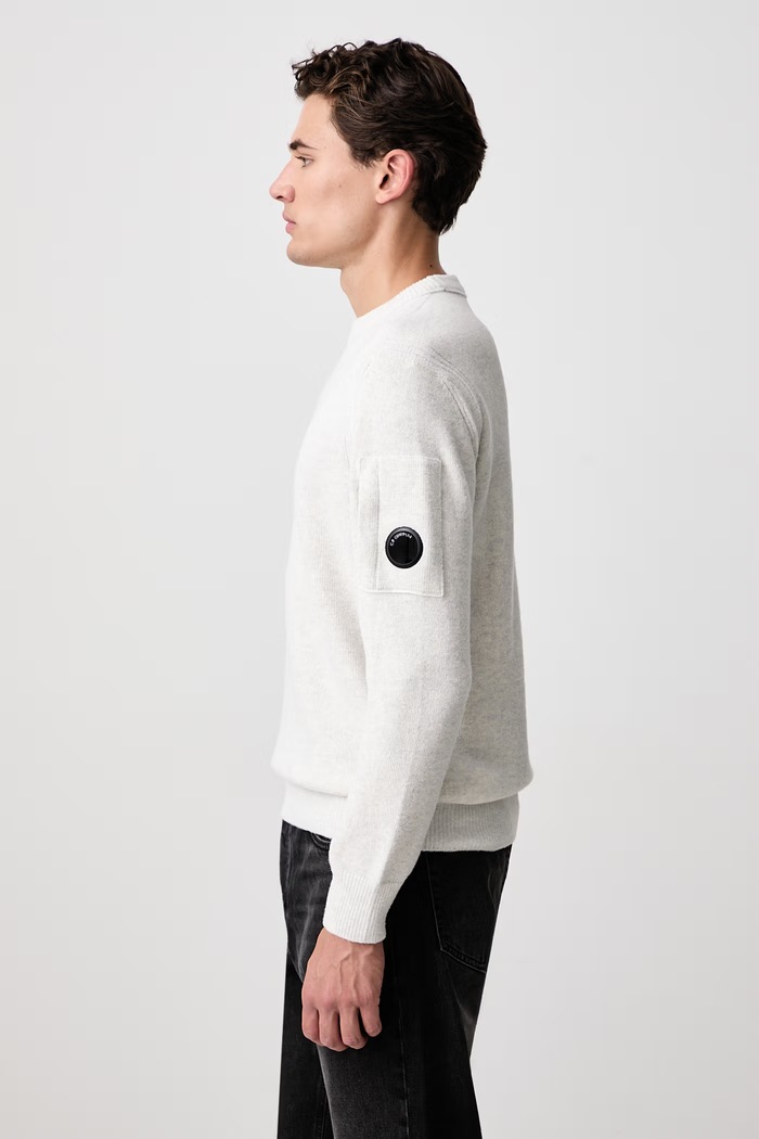 Sweter męski z dodatkiem wełny C.P. Company 21CMKN297A006170A beżowy