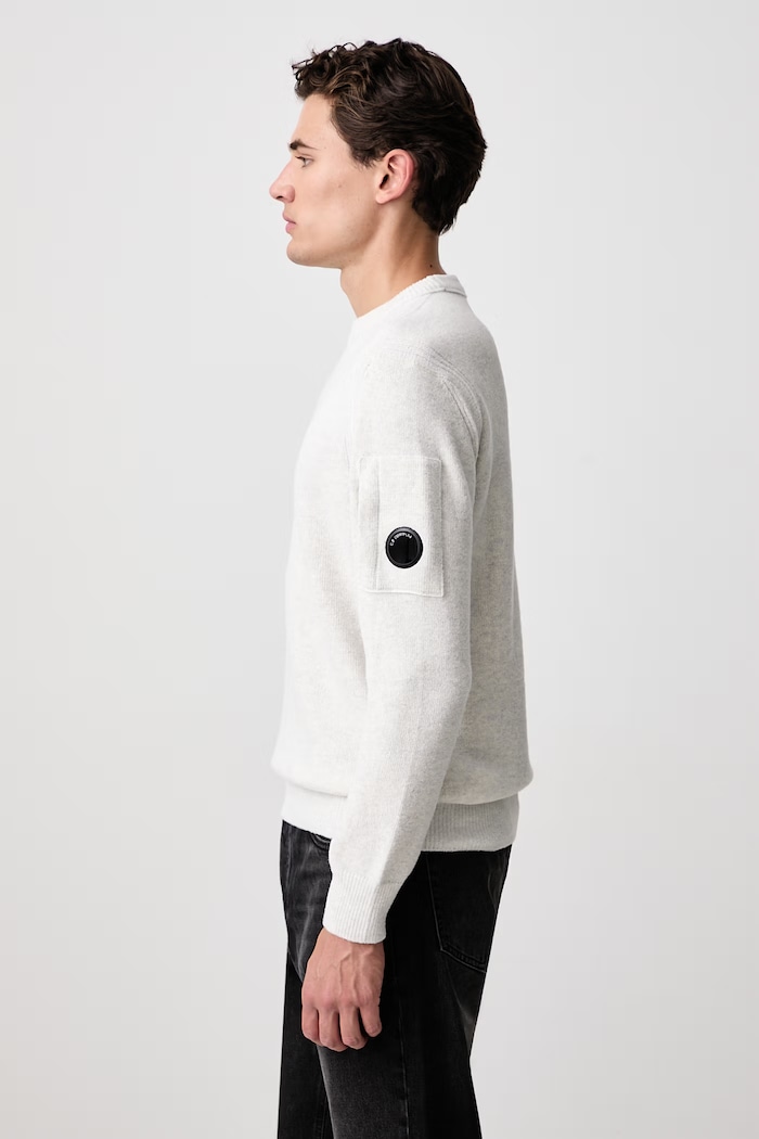 Sweter męski z dodatkiem wełny C.P. Company 21CMKN297A006170A beżowy