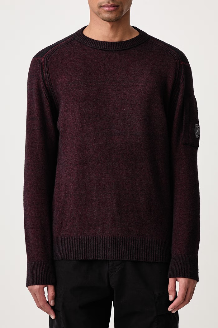 Sweter męski z dodatkiem wełny C.P. Company 21CMKN297A006170A bordowy