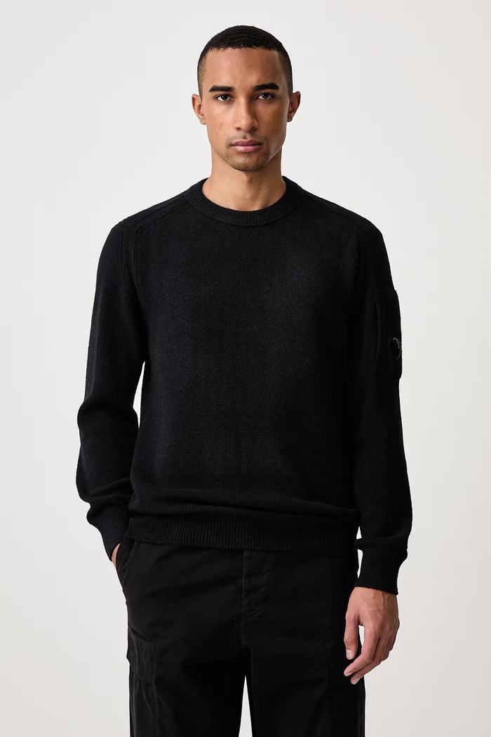 C.P. Company Sweter męski z dodatkiem wełny czarny 21CMKN297A006170A