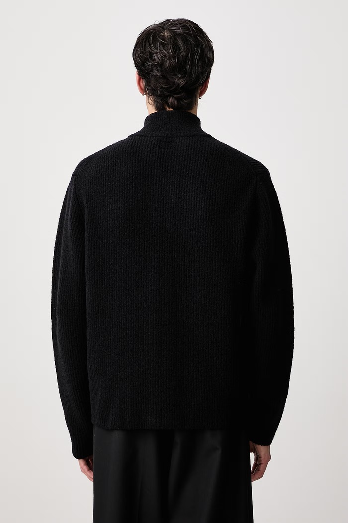 Odzież C.P. Company Sweter rozpinany męski z wełną 21CMKN249A110784A czarny