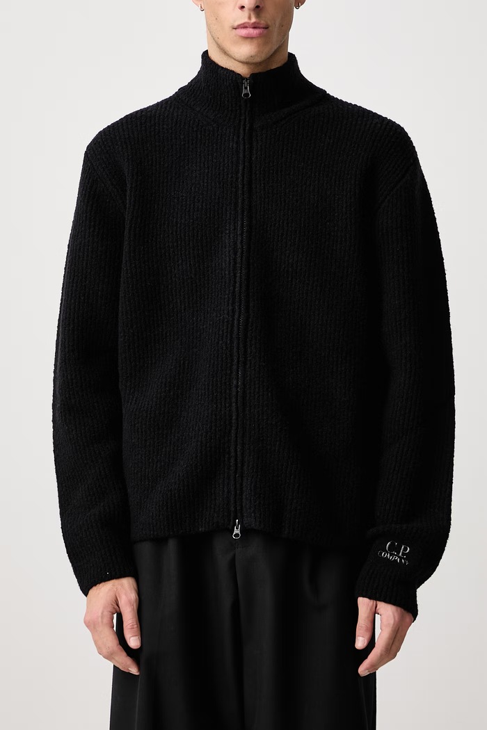 Sweter rozpinany męski z wełną C.P. Company czarny 21CMKN249A110784A