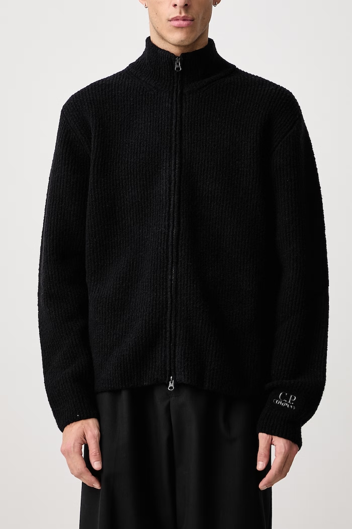 Sweter rozpinany męski z wełną C.P. Company czarny 21CMKN249A110784A