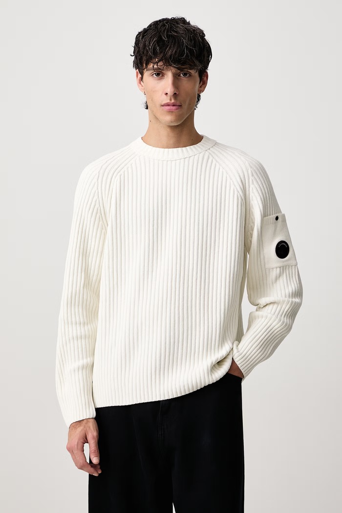 C.P. Company Sweter męski bawełniany beżowy 21CMKN049A005558G