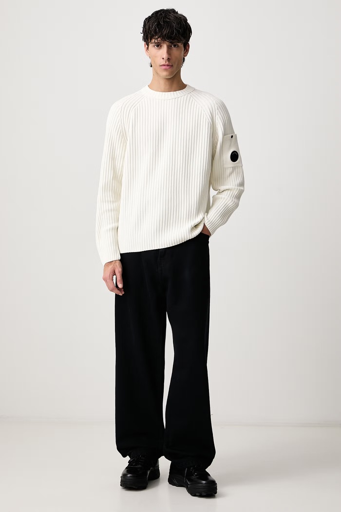 C.P. Company Sweter męski bawełniany 21CMKN049A005558G beżowy AW26
