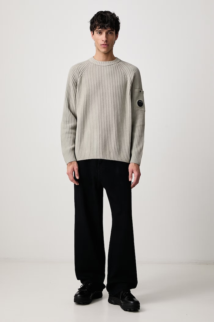 C.P. Company Sweter męski bawełniany 21CMKN049A005558G szary AW26