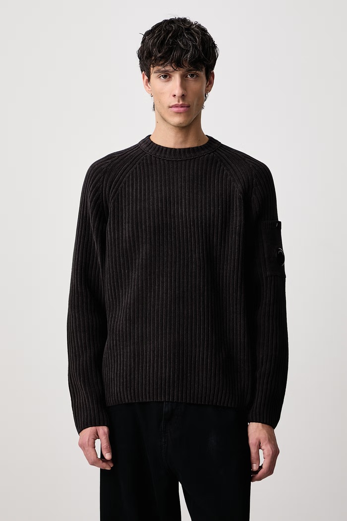 C.P. Company Sweter męski bawełniany czarny 21CMKN049A005558G