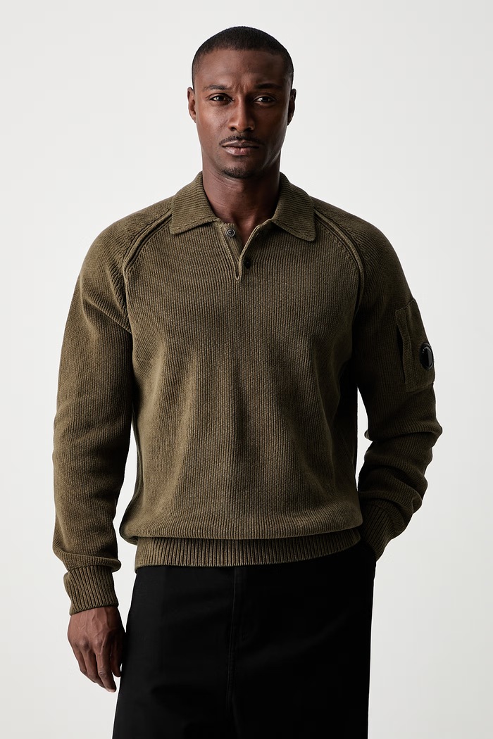 C.P. Company sweter bawełniany męski zielony 21CMKN198A005558G