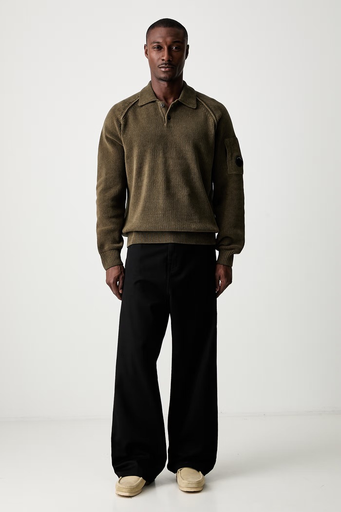 C.P. Company sweter bawełniany męski 21CMKN198A005558G zielony AW26