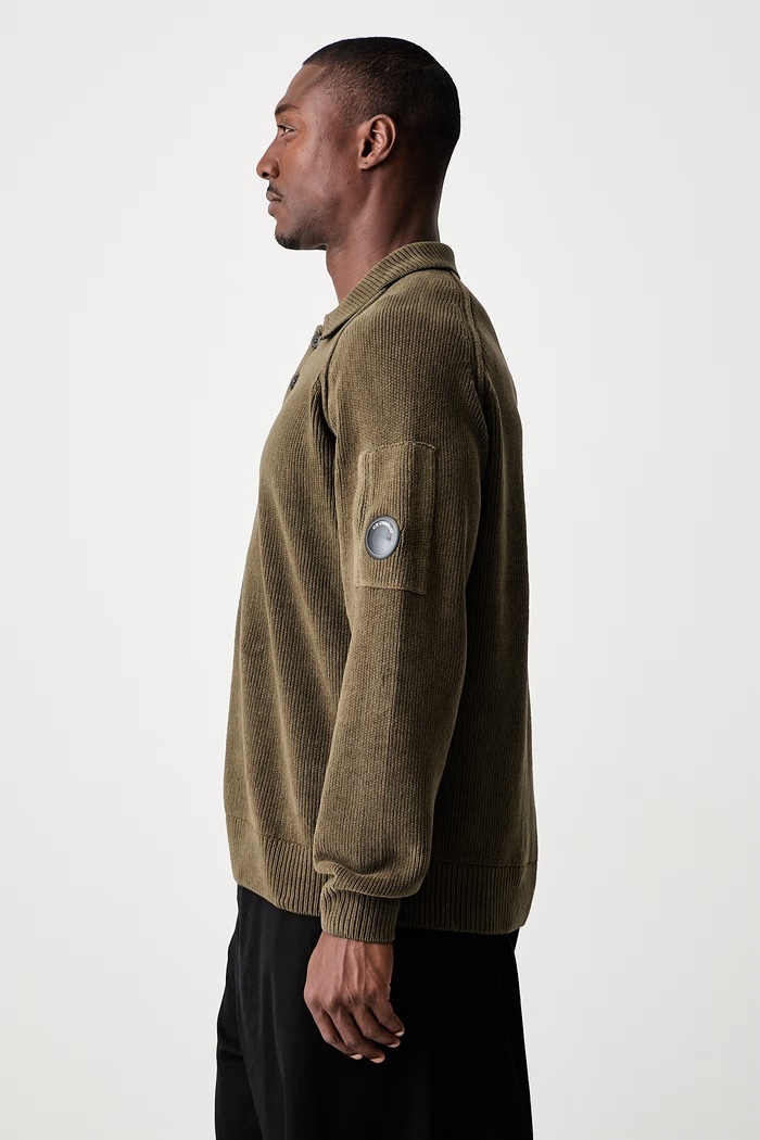 C.P. Company sweter bawełniany męski zielony 21CMKN198A005558G