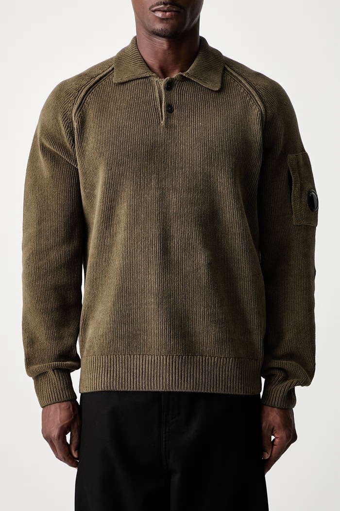 C.P. Company sweter bawełniany męski 21CMKN198A005558G zielony
