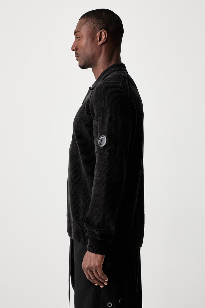 C.P. Company sweter bawełniany męski czarny 21CMKN198A005558G